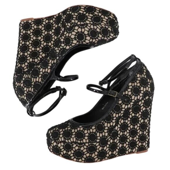 Free People Farylrobin Cambridge Crochet y2k Platform Wedge Mary Janes - Picture 5 of 6